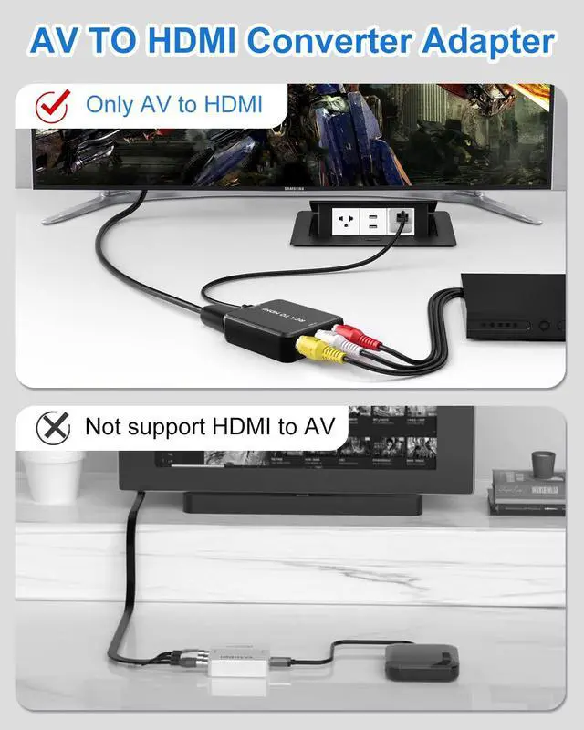 Alt view image 5 of 7 - RCA to HDMI Converter, AV to HDMI Converter, Composite to HDMI Adapter Supports PAL/NTSC for PS2/VHS/VCR/Blue-Ray DVD ect.