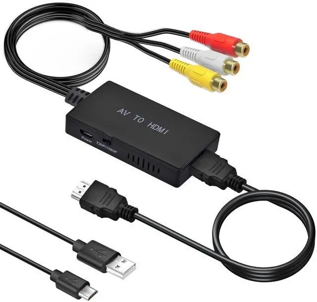 Main image of RCA to HDMI Converter,AV to HDMI Adapter,RCA to HDMI Composite Audio Video Converter Compatible with PS1, PS2, PS3, STB, Xbox, VHS, VCR,Black-Ray DVD Players
