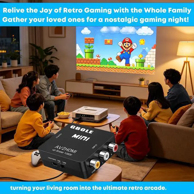 Alt view image 6 of 7 - RCA to HDMI AV to HDMI Converter 1080P Mini RCA Composite CVBS AV to HDMI Video Audio Converter Adapter Supporting PAL NTSC with USB Charge Cable for PC Laptop Xbox PS4 PS3 VHS VCR DVD TV STB