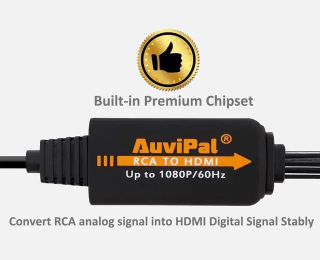 Alt view image 3 of 7 - 1080P RCA to HDMI Converter, All-in-One Composite AV to HDMI Audio Video Adapter for VHS/VCR/ PS1/ PS2/ PS3/ STB/Xbox/Blue-Ray DVD Players and More (All Cables Included)