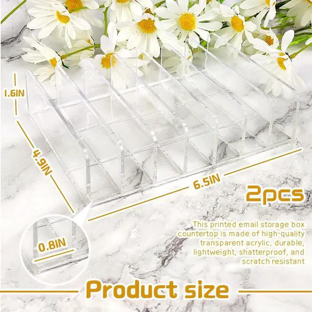 Alt view image 2 of 6 - Acrylic Mail Organizer - 2 Pcs CD Holder With 7 Compartments, 7 x 5 x 1.57 Transparent Countertop Envelope Organizer for Office, Home Desk(Transparent)
