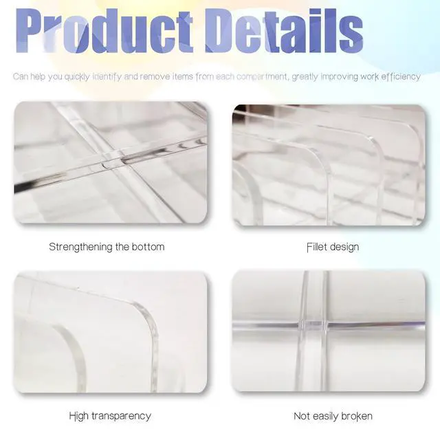 Alt view image 3 of 6 - Acrylic Mail Organizer - 2 Pcs CD Holder With 7 Compartments, 7 x 5 x 1.57 Transparent Countertop Envelope Organizer for Office, Home Desk(Transparent)