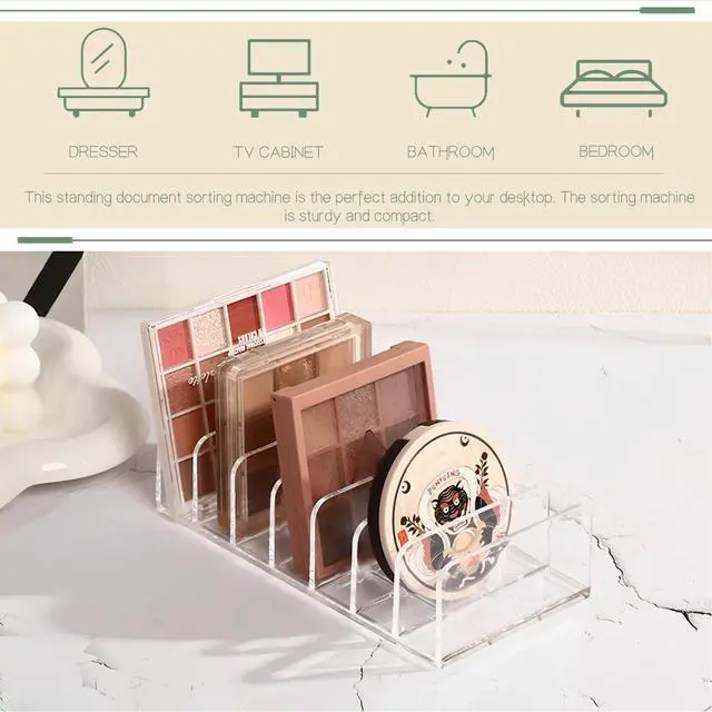 Alt view image 4 of 6 - Acrylic Mail Organizer - 2 Pcs CD Holder With 7 Compartments, 7 x 5 x 1.57 Transparent Countertop Envelope Organizer for Office, Home Desk(Transparent)