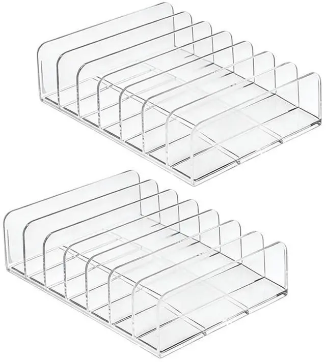 Alt view image 2 of 7 - 2 Pack Clear Acrylic CD Holder: CD Organizer & DVD/CD Display Rack Tower - Vinyl Record Storage Holds up to 14 Standard CD Cases for Media Shelf Storage and Organizer
