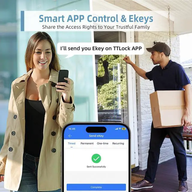 Alt view image 3 of 6 - Smart Lock with Handle Set, Biometric Fingerprint Keyless Entry Deadbolt, Electronic Digital Keypad with App Control & Auto-Lock for Front Door, Home, Airbnb & Rental, Satin Nickel