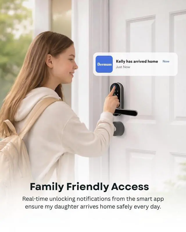 Alt view image 4 of 7 - Keyless Entry Fingerprint Digital Smart Lock with Handle & Keypad: Electronic/Electric Lock with Code, App Control Biometric Deadbolt Door Knob for Front, Interior, Exterior & Bedroom Door (Silver)