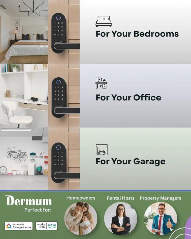 Alt view image 3 of 7 - Keyless Entry Fingerprint Digital Smart Lock with Handle & Keypad: Electronic/Electric Lock with Code, App Control Biometric Deadbolt Door Knob for Front, Interior, Exterior & Bedroom Door (Silver)