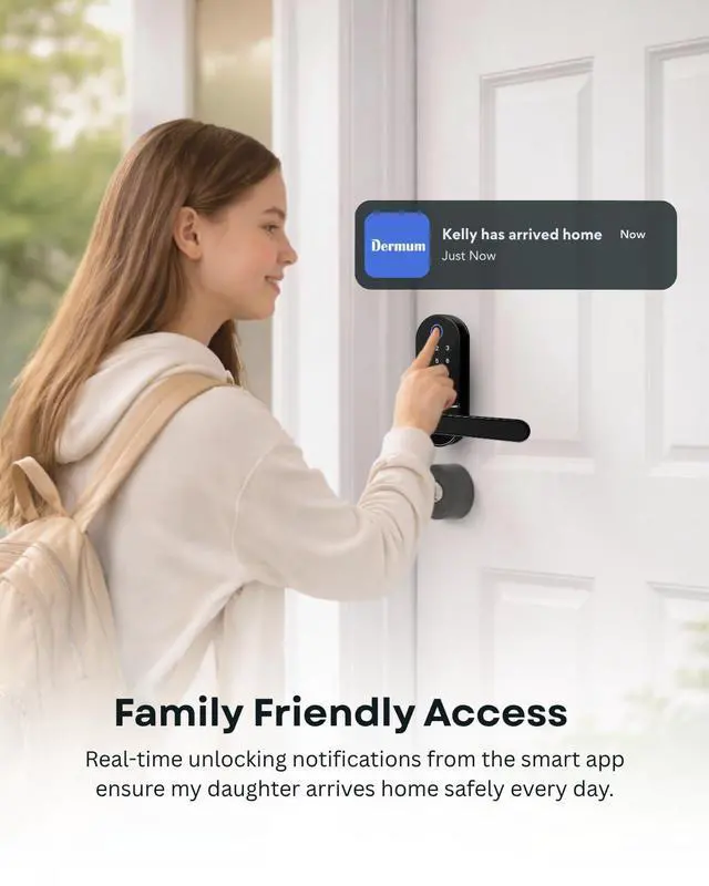 Alt view image 3 of 6 - Keyless Entry Fingerprint Digital Smart Lock with Handle & Keypad: Electronic/Electric Lock with Code, App Control Biometric Deadbolt Door Knob for Front, Interior, Exterior & Bedroom Door (Black)