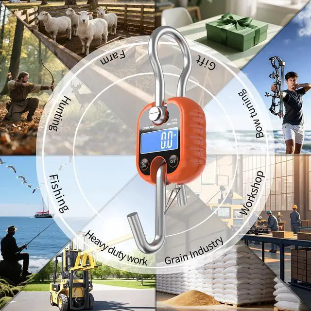 Alt view image 5 of 6 - Hanging Scale Handheld 440lb/200kg Crane Scale Luggage Scale,with ABS Plastic case & Big LCD Display, Portable Digital Mini Crane Scale Fishing Scale,for Gym,Hunting,Travelling