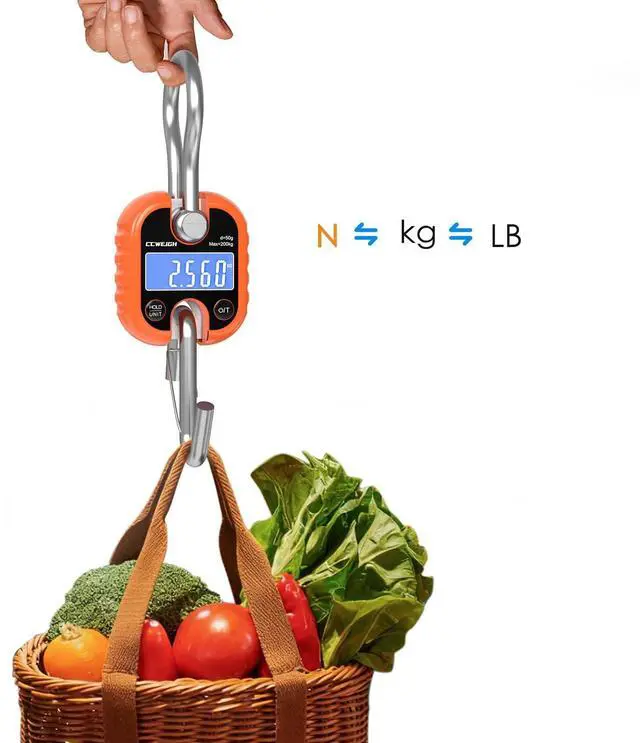 Alt view image 4 of 6 - Hanging Scale Handheld 440lb/200kg Crane Scale Luggage Scale,with ABS Plastic case & Big LCD Display, Portable Digital Mini Crane Scale Fishing Scale,for Gym,Hunting,Travelling