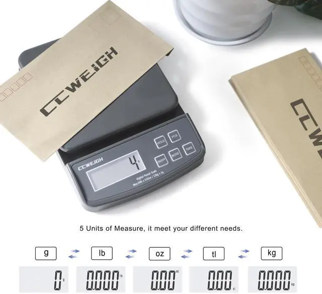Alt view image 4 of 6 - Postal Scales 6.6lbs 3kg/0.1g High Precision Food Scale for Kitchen with Hold,Tare and PCS,Portable Shipping Scale for Packages, Small Kitchen Business,Jewelry,Batteries Included Grey6.6lbs/0.1g