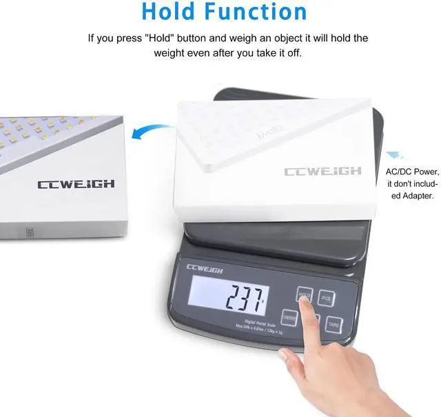 Alt view image 5 of 6 - Postal Scales 6.6lbs 3kg/0.1g High Precision Food Scale for Kitchen with Hold,Tare and PCS,Portable Shipping Scale for Packages, Small Kitchen Business,Jewelry,Batteries Included Grey6.6lbs/0.1g