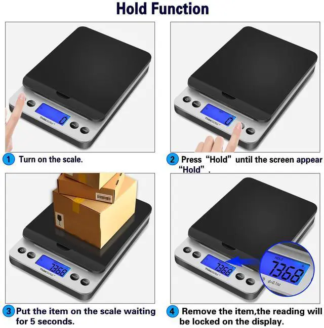 Alt view image 2 of 7 - Shipping Scale, 86lb Postal Scale with Hold and Tear Function, 5 Units, Auto-Off, Postage Scale for Packages Mailing Small Business, AC Adapter & Battery Included
