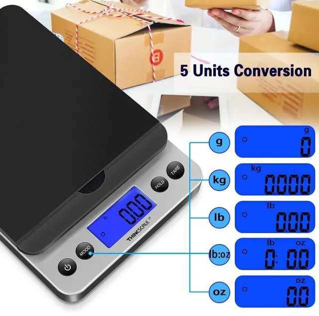 Alt view image 4 of 7 - Shipping Scale, 86lb Postal Scale with Hold and Tear Function, 5 Units, Auto-Off, Postage Scale for Packages Mailing Small Business, AC Adapter & Battery Included