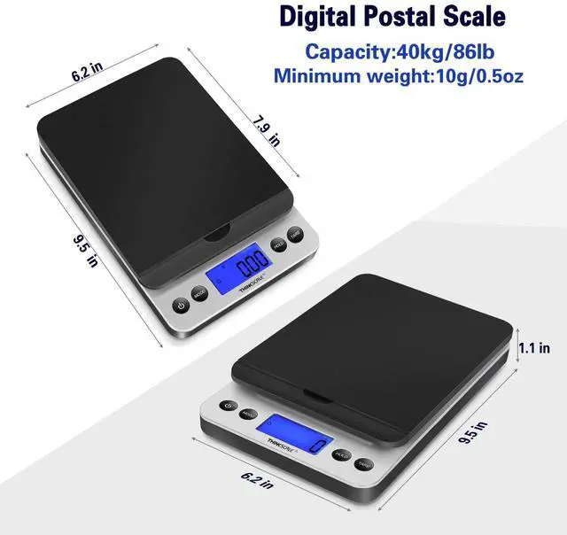 Alt view image 5 of 7 - Shipping Scale, 86lb Postal Scale with Hold and Tear Function, 5 Units, Auto-Off, Postage Scale for Packages Mailing Small Business, AC Adapter & Battery Included