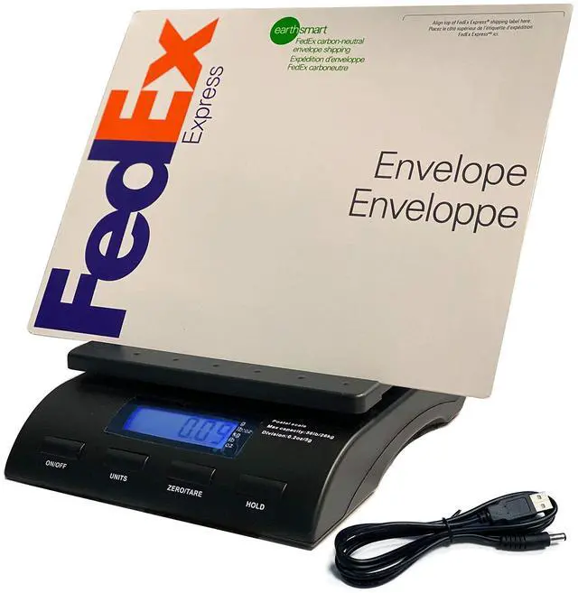 Main image of Digital 50 lb x 0.2 oz Postal Table Shipping Mail Scale with Large Display, Envelope Stand and USB Power Cable