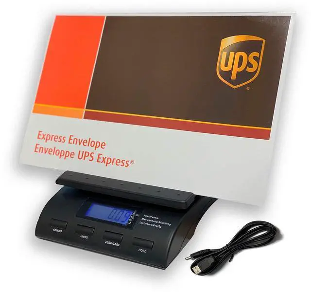 Alt view image 7 of 7 - Digital 50 lb x 0.2 oz Postal Table Shipping Mail Scale with Large Display, Envelope Stand and USB Power Cable