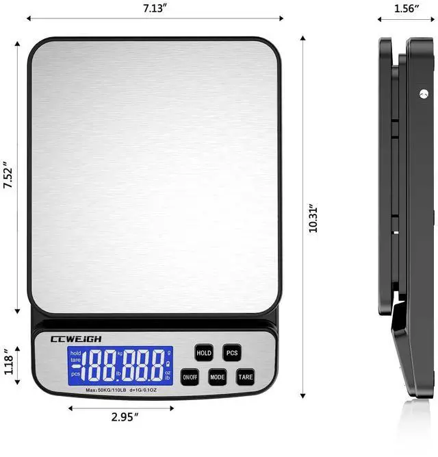 Alt view image 7 of 7 - Digital Shipping Scale 110 lbs x 1g with Hold and Counting Function Mail Scale Postage Scale for Shipping Packages,Postal Scale for Warehouses, Homes, Offices, and Courier Companies