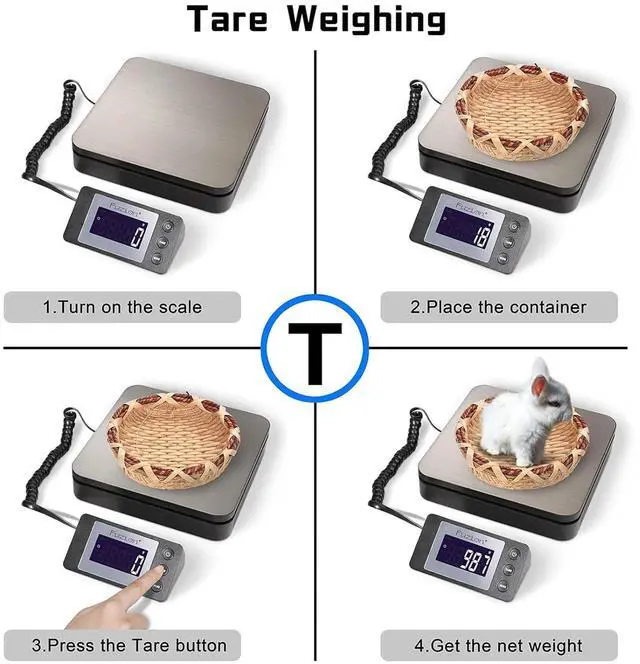 Alt view image 5 of 7 - Digital Shipping Scale 88lb × 0.1oz, Durable Stainless Steel Postal Scale with Tare, 4 Weighing Modes, Shipping Scale for Packages, Postage Package Scale with AC Adapter
