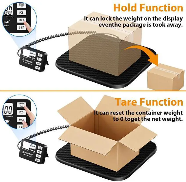 Alt view image 3 of 6 - Shipping Scale 440 lbs/10g Digital Postal Scale with LCD Display, Hold/Tare/Pcs Functions for Packages/Luggage/Post Office/Dog, Battery & USB Cable Included