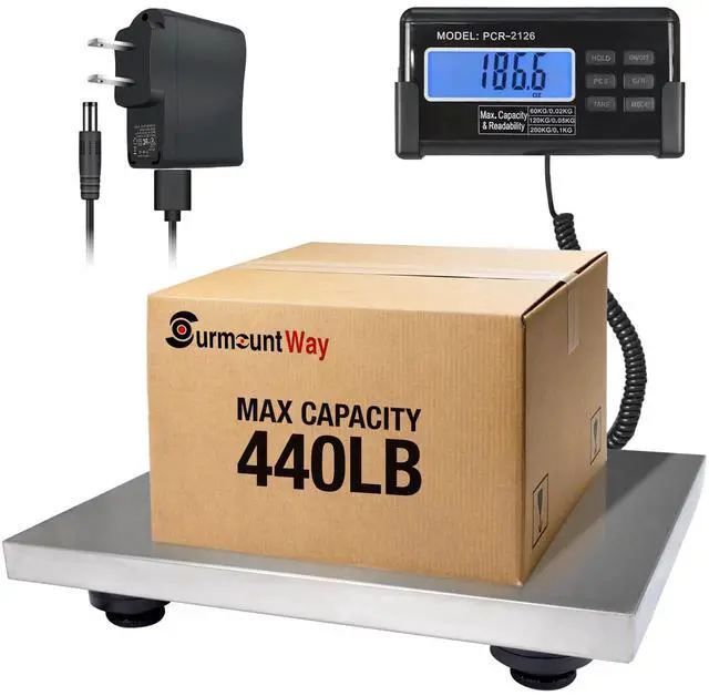 Main image of Large 440lbs Shipping Scale, 15"X 12" Platform Heavy Duty Stainless Steel Platform for Postal Industrial Floor Business Office Home Warehouse Package Luggage