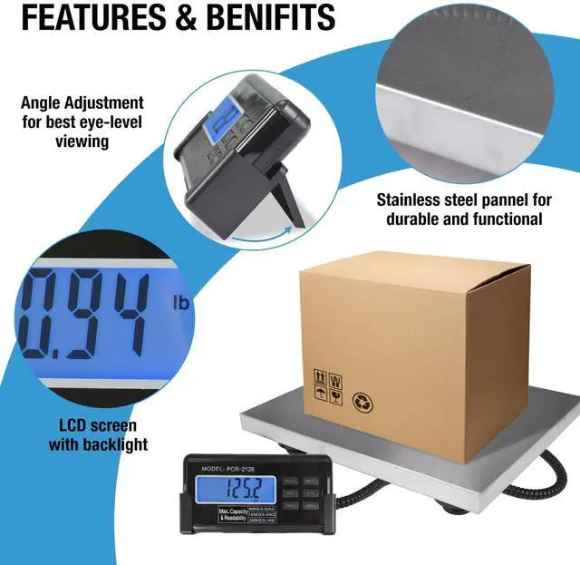 Alt view image 3 of 7 - Large 440lbs Shipping Scale, 15"X 12" Platform Heavy Duty Stainless Steel Platform for Postal Industrial Floor Business Office Home Warehouse Package Luggage