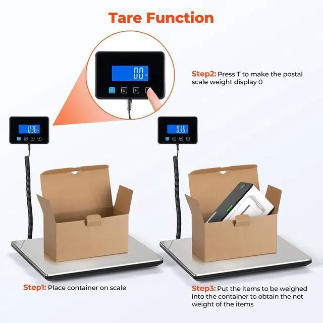 Alt view image 6 of 7 - Shipping Scale, 660lb/1.8oz Digital Postal Scale for Packages with Hold/Tare Function, Backlit LCD, Battery & Cable Included, Postage Scale for Small Business, Packages, Luggage, and Home Use