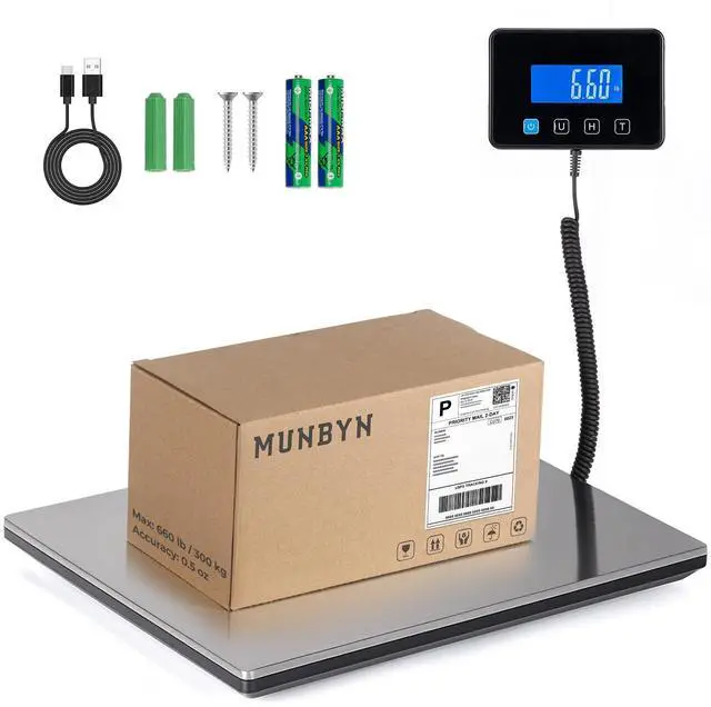 Main image of Shipping Scale, 660lb/1.8oz Digital Postal Scale for Packages with Hold/Tare Function, Backlit LCD, Battery & Cable Included, Postage Scale for Small Business, Packages, Luggage, and Home Use