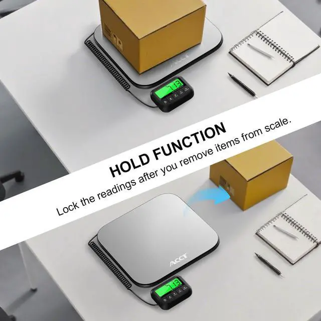 Alt view image 4 of 7 - 440lb Postal Scale - Industrial Shipping Scale with Stainless Steel Platform, Tare/Hold/Counting Function for Luggage, Package, Mail | lb/kg/lb:oz | Heavy Duty Scale with Battery & Charging Cable