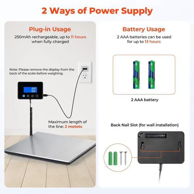 Alt view image 5 of 7 - Shipping Scale, 660lb/1.8oz Digital Postal Scale for Packages with Hold/Tare Function, Backlit LCD, Battery & Cable Included, Postage Scale for Small Business, Packages, Luggage, and Home Use