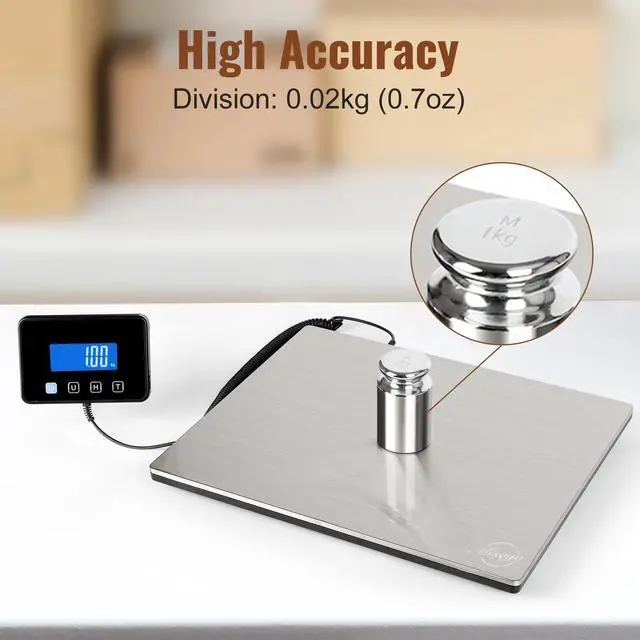 Alt view image 7 of 7 - 660lbs Digital Shipping Scale - 0.7oz High Accurate Stainless Steel Postal Scale for Packages, Luggage, Small Business, Warehouse, Battery & Charging Cable Included