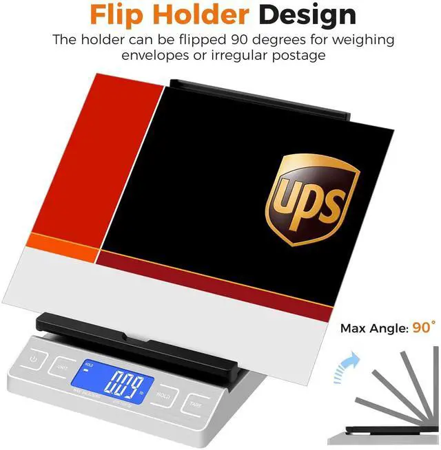 Alt view image 2 of 7 - Shipping Scale,High Accuracy 0.1oz,Digital Postal Scale,Mail Scale Featuring Envelope Flip Holder,Tare/Hold,Type-C/Battery,Shipping Scale for Packages Small Business Post Office,66lb- Silver