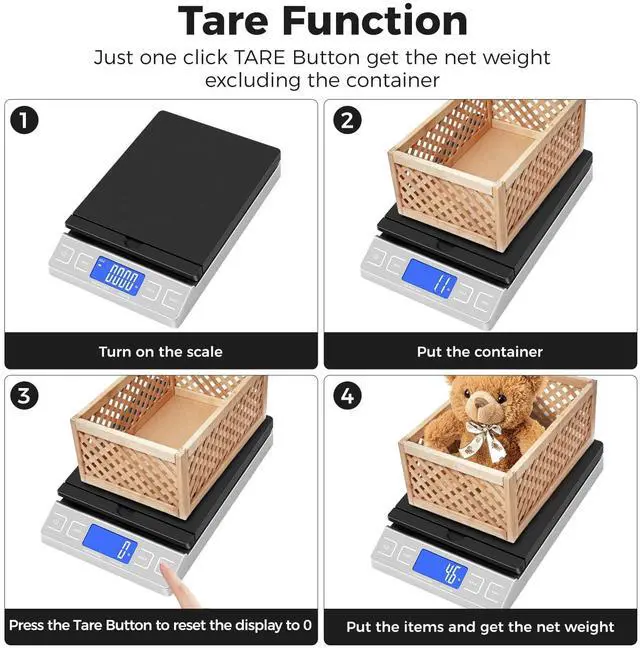 Alt view image 7 of 7 - Shipping Scale,High Accuracy 0.1oz,Digital Postal Scale,Mail Scale Featuring Envelope Flip Holder,Tare/Hold,Type-C/Battery,Shipping Scale for Packages Small Business Post Office,66lb- Silver
