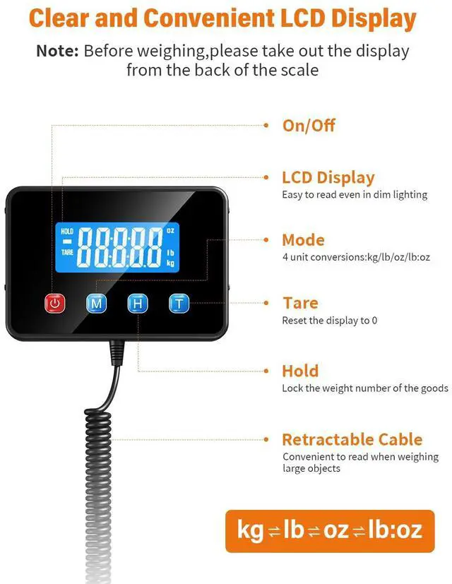Alt view image 2 of 6 - Shipping Scale 0.5oz-440lb High Accuracy Postal Digital Weight Luggage Scale for Packages Warehouse Home Small Business Pet Food Mail