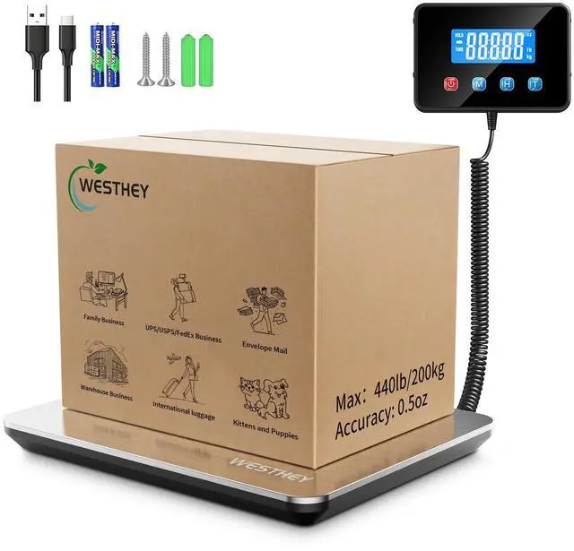 Main image of Shipping Scale 0.5oz-440lb High Accuracy Postal Digital Weight Luggage Scale for Packages Warehouse Home Small Business Pet Food Mail