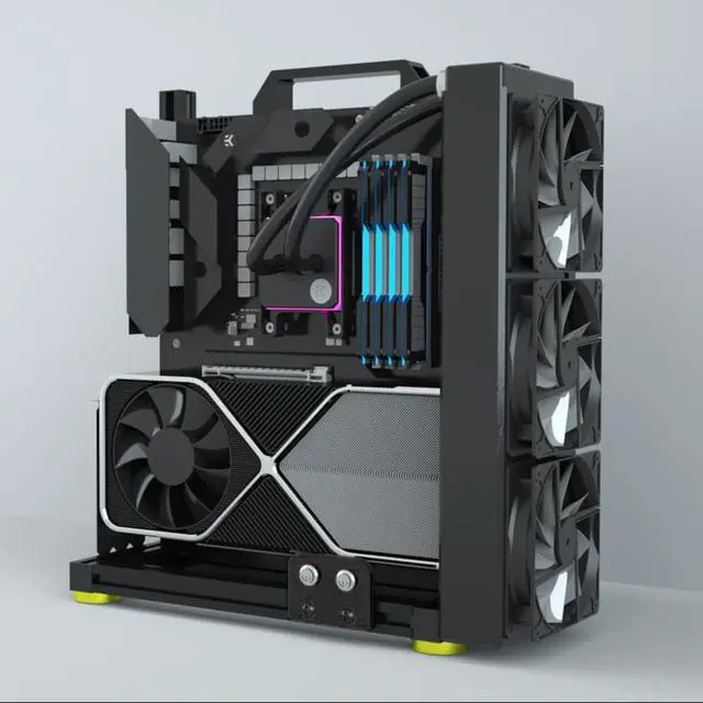 Main image of PC Creative Assembly Frame Test BenchOpen Air Frame Case, DIY Computer Motherboard Case Rack, ITX ATX MATX/EATX Open Aluminum Frame Chassis (EATX)