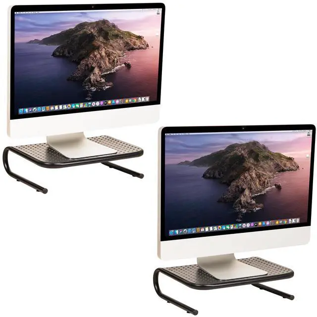 Main image of Monitor Stand, Ventilated Laptop Riser, Desktop Organizer, Metal, Set of 2, Black