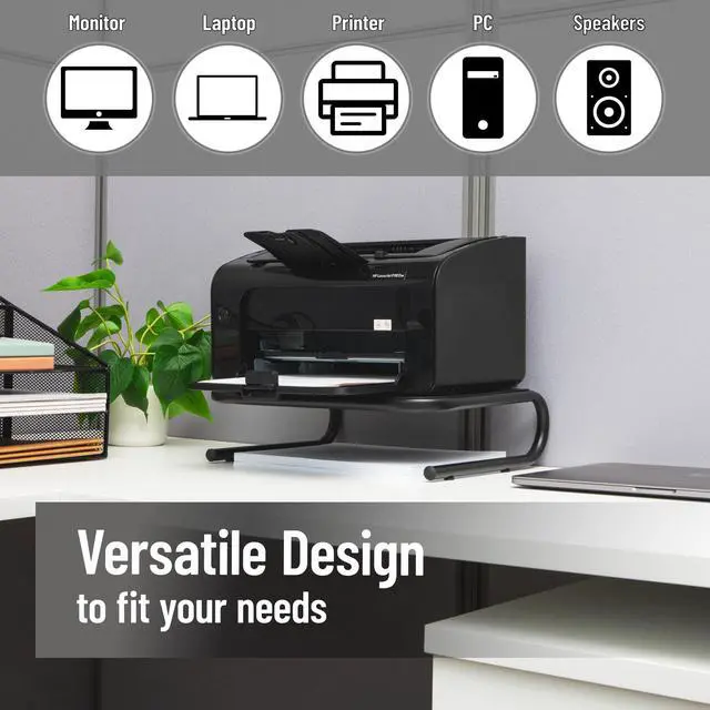 Alt view image 5 of 7 - Monitor Stand, Ventilated Laptop Riser, Desktop Organizer, Metal, Set of 2, Black