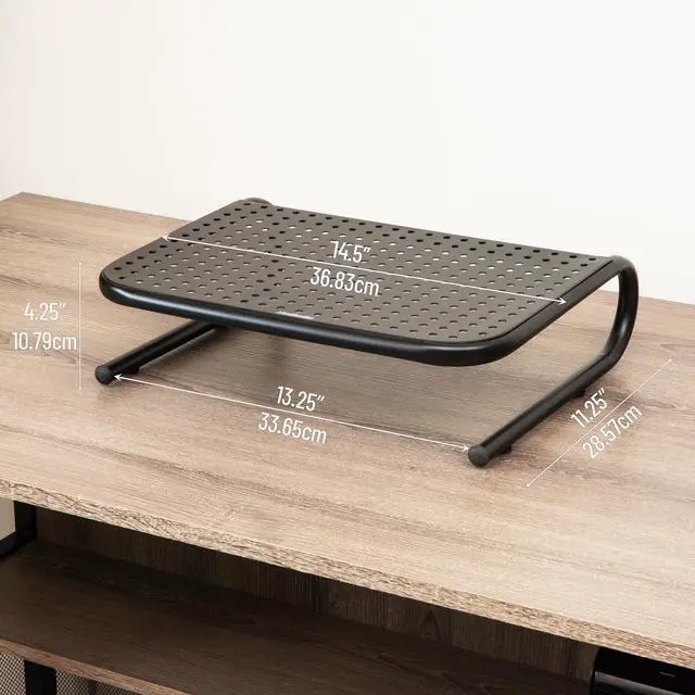 Alt view image 3 of 7 - Monitor Stand, Ventilated Laptop Riser, Desktop Organizer, Metal, Set of 2, Black