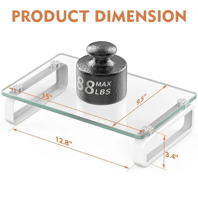 Alt view image 6 of 7 - 2 Pack Computer Monitor Stand Riser Multi Media Desktop Stand for Flat Screen LCD LED TV, Laptop/Notebook, with Tempered Glass and Metal Legs,HD02T-201