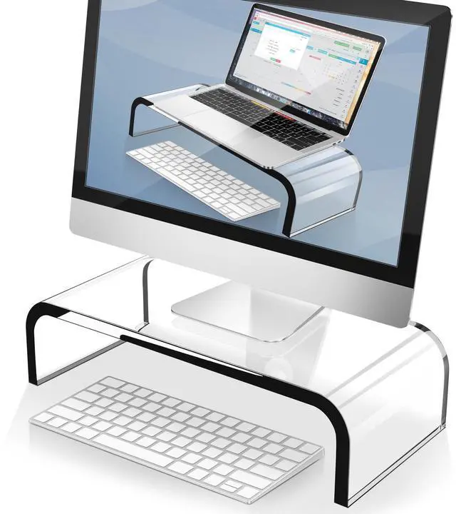 Main image of Acrylic Monitor Stand Clear Monitor Riser & Computer Desk Stand, Premium Acrylic Laptop Stand for Home Office, PC TV Stand with Keyboard Storage Heavy Duty Desk Riser