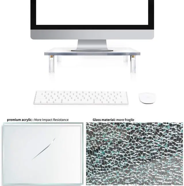 Alt view image 4 of 7 - Acrylic Monitor Stand Riser, Clear Computer Monitor Riser, Desktop Organizer Stand for Office Accessories, Printer, Notebook, and All Flat Screen Display, Ergonomic Monitor Riser Stand