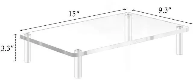 Alt view image 6 of 7 - Acrylic Monitor Stand Riser, Clear Computer Monitor Riser, Desktop Organizer Stand for Office Accessories, Printer, Notebook, and All Flat Screen Display, Ergonomic Monitor Riser Stand