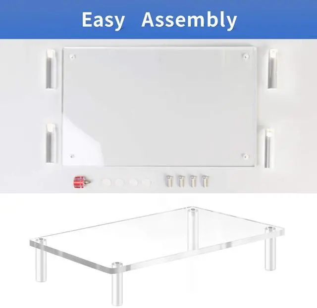 Alt view image 7 of 7 - Acrylic Monitor Stand Riser, Clear Computer Monitor Riser, Desktop Organizer Stand for Office Accessories, Printer, Notebook, and All Flat Screen Display, Ergonomic Monitor Riser Stand