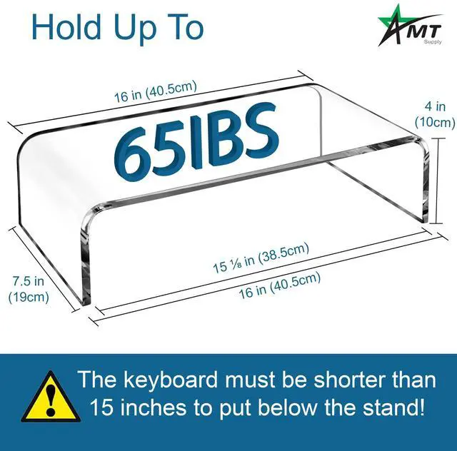 Alt view image 2 of 7 - Premium Acrylic Clear Monitor Stand Laptop/PC/Multimedia Monitor Riser for Home Office