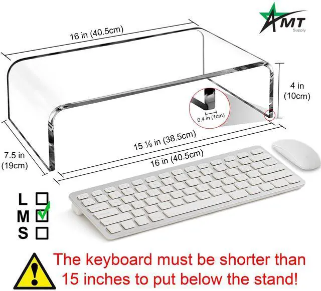 Alt view image 6 of 7 - Premium Acrylic Clear Monitor Stand Laptop/PC/Multimedia Monitor Riser for Home Office