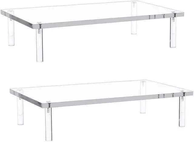 Main image of 2 PC Acrylic Monitor Stand - 10mm Thick Clear Platform - 14.5'' x 9'' x 3.4'' Desktop/ Laptop/ Monitor Riser Stand - For Laptop, PC, Notebook, Printer, Computer, Flat Screen LCD TV