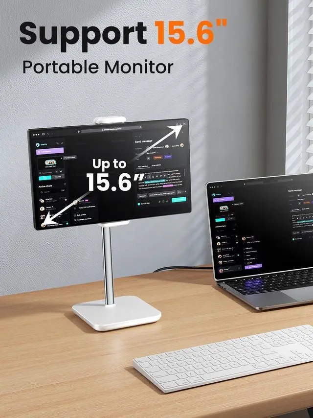Alt view image 2 of 7 - Height Adjustable Tablet Stand, 3.5lb (1.6kg) Max Support, Up to 18" Tall, Slim Portable Monitors Stand Compatible with iPad Pro 12.9, Surface Pro, All 4.7"-15.6" Devices-White