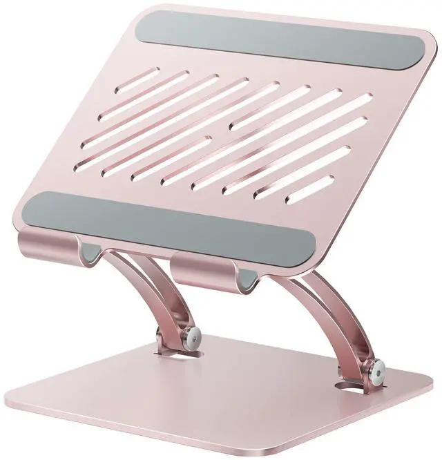 Main image of Tablet Holder Stand, Dual Rod Adjustable Aluminum Desktop Stand, Compatible with 4.7-16.9" iPads, Surface Tablets, Portable Monitor, Kindle and More (Rose Gold)