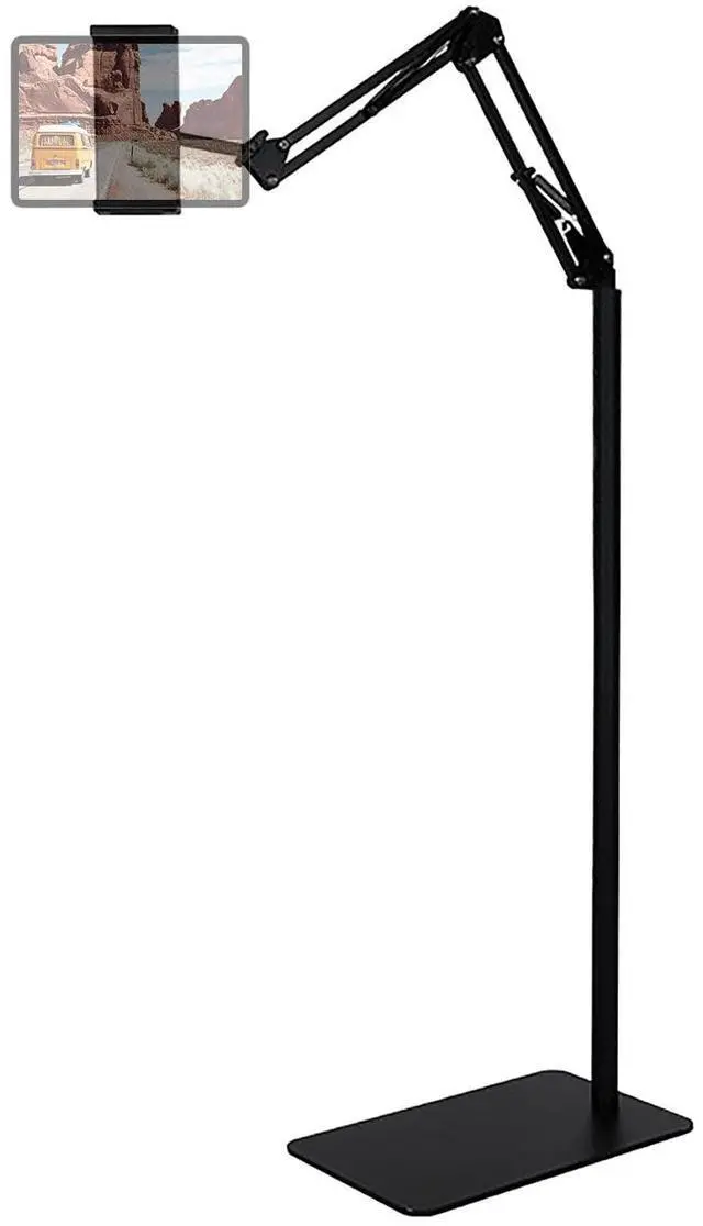 Main image of Tablet Floor Stand, Raised Bed Phone Stand Angle Height 360 Degrees Adjustable Stand, Universal Floor Stand Compatible with iPhone iPad Pro Air Mini, Samsung Tab, Kindle, E-Readers